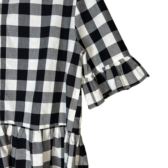 LaRoque Check Short Sleeve Peplum Hem Blouse Top Women's Medium Black/White - Picture 5 of 8